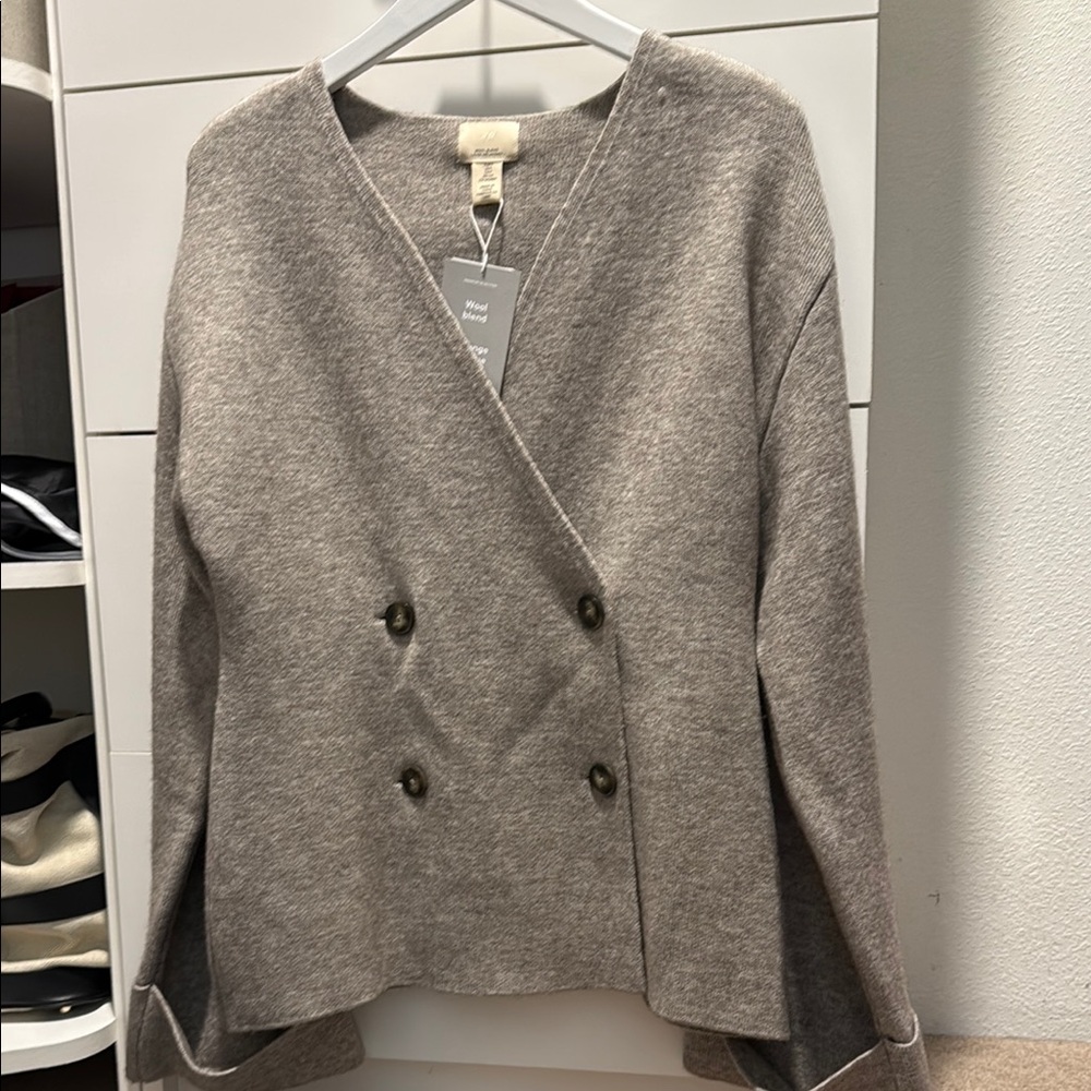 Gray Double-Breasted Women's Sweater